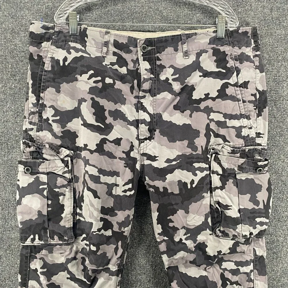 Levis Pants Mens 40x30 Black Gray Camo Cargo Mid Rise Straight Loose Outdoor 90s